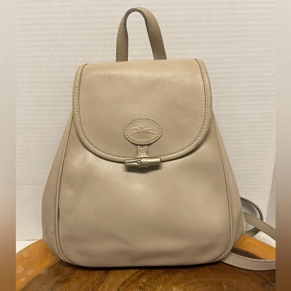 LongChamp Vintage Cream Leather Mini Backpack Kate Spade New York Saffiano Leather Backpack - White  main image 3